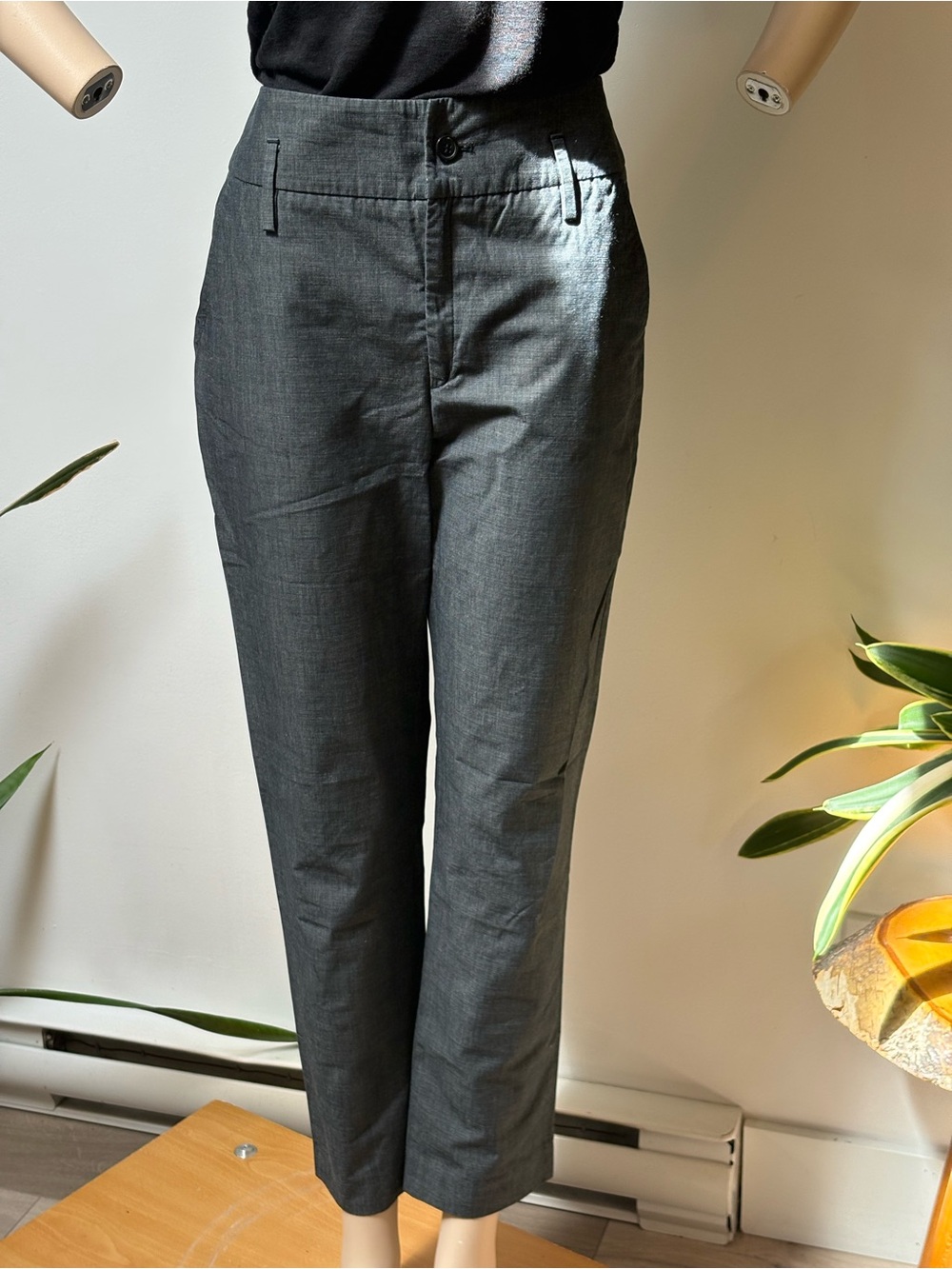 Women's Straight-Leg Charcoal Dress Pants
